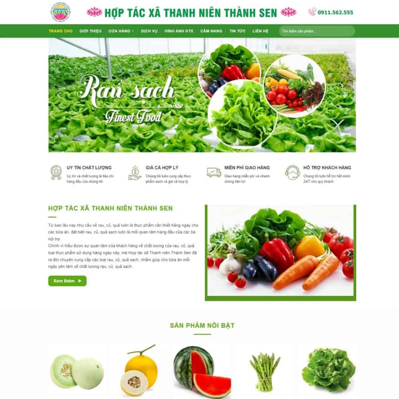 Theme WordPress hợp tác xã nông sản, rau sạch, Bán hàng, Thực phẩm, Nông sản, Rau củ quả