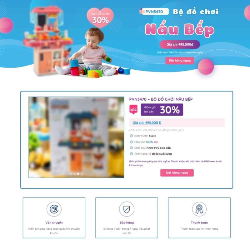 Theme WordPress Lading Page bán đồ chơi trẻ em, Bonus, Landing Page, Đồ chơi, Kid, Trẻ em