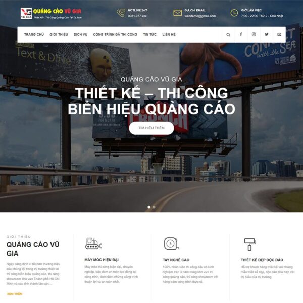 Theme WordPress làm biển quảng cáo 02, Công ty, Bảng hiệu, Biển quảng cáo