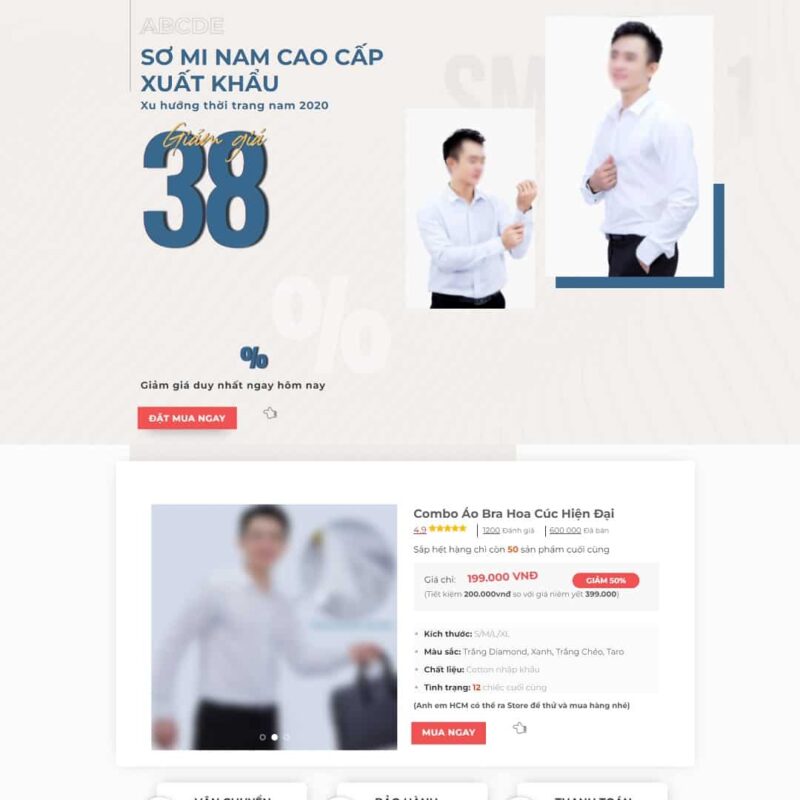 Theme WordPress landing page bán áo sơ mi, Bonus, Landing Page, Áo sơ mi, Bán hàng, Landing page, Shop