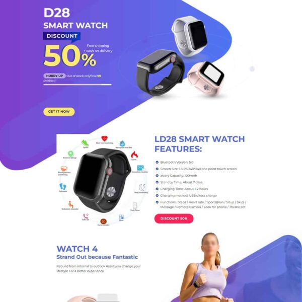 Theme WordPress landing page bán đồng hồ thông minh smartwatch, Bonus, Landing Page, Bán hàng, Đồng hồ, Landing page, Shop, Smart watch