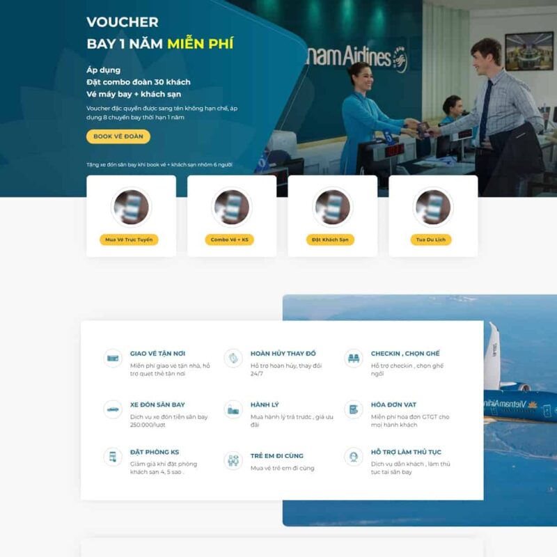 Theme WordPress landing page bán Vé máy bay, Bonus, Landing Page, Landing page, Vé máy bay