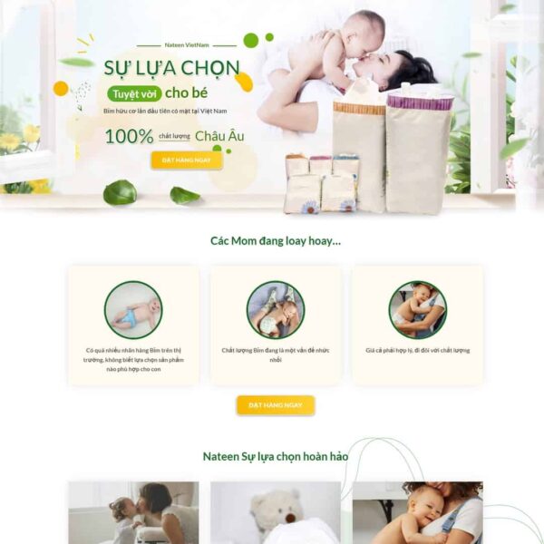 Theme WordPress landing page bỉm cho bé, Bonus, Landing Page, Bỉm, Kid, Landing page, mẹ và bé