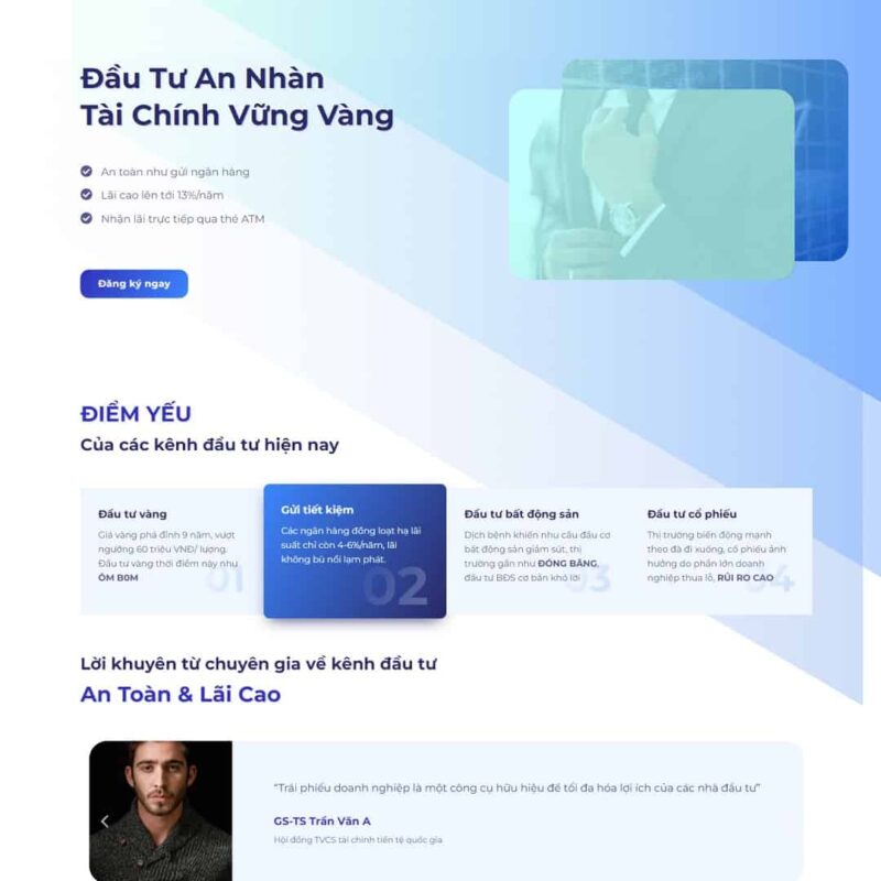 Theme WordPress landing page đầu tư trái phiếu tài chính, Bonus, Landing Page, Đầu tư, Landing page, Tài chính