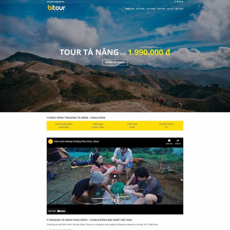 Theme WordPress landing page giới thiệu tour du lịch, Bonus, Landing Page, Du lịch, Landing page