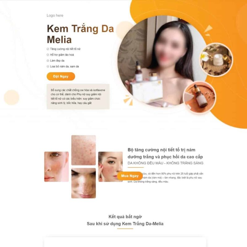 Theme WordPress Landing page kem trị nám, Bonus, Landing Page, Bán hàng, Làm đẹp, Landing page, Trị nám