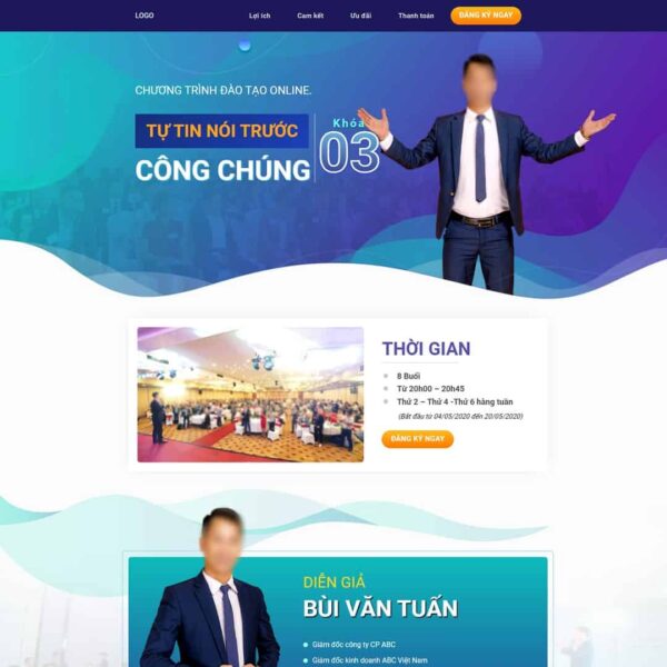 Theme WordPress landing page khóa học giao tiếp, Bonus, Landing Page, Đào tạo, Giáo dục, Giao tiếp, Khóa học, Landing page