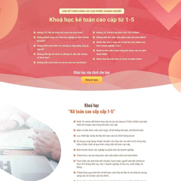 Theme WordPress landing page khóa học kế toán, Bonus, Landing Page, Công ty, Doanh nghiệp, Kế toán, Khóa học