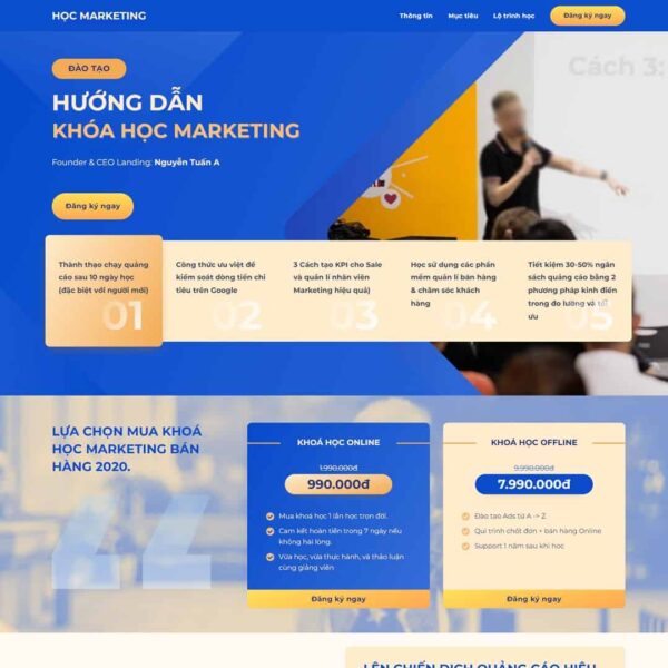 Theme WordPress landing page khóa học Marketing Online, Bonus, Landing Page, Đào tạo, Giáo dục, Khóa học, Landing page, Marketing