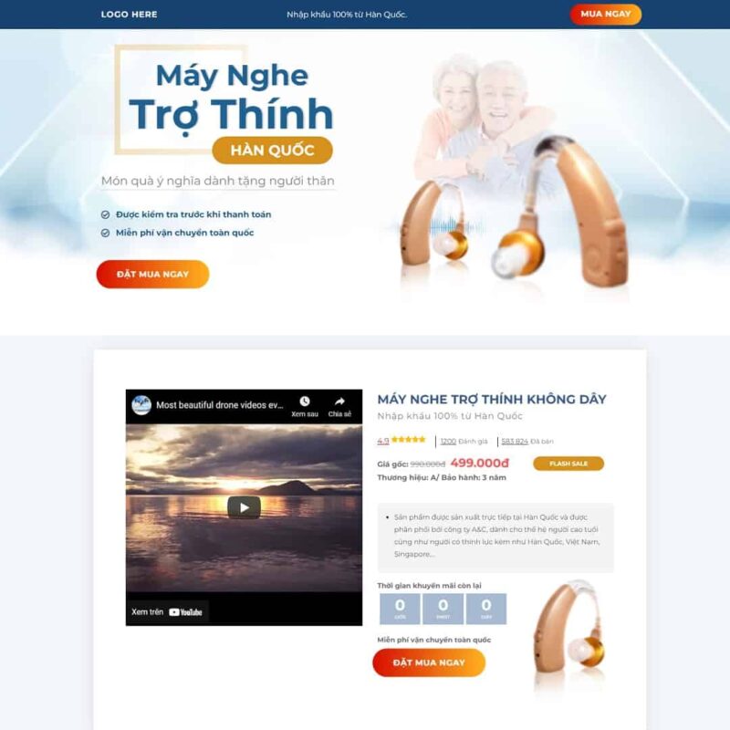 Theme WordPress landing page máy nghe trợ thính, Bonus, Landing Page, Landing page, Máy trợ thính