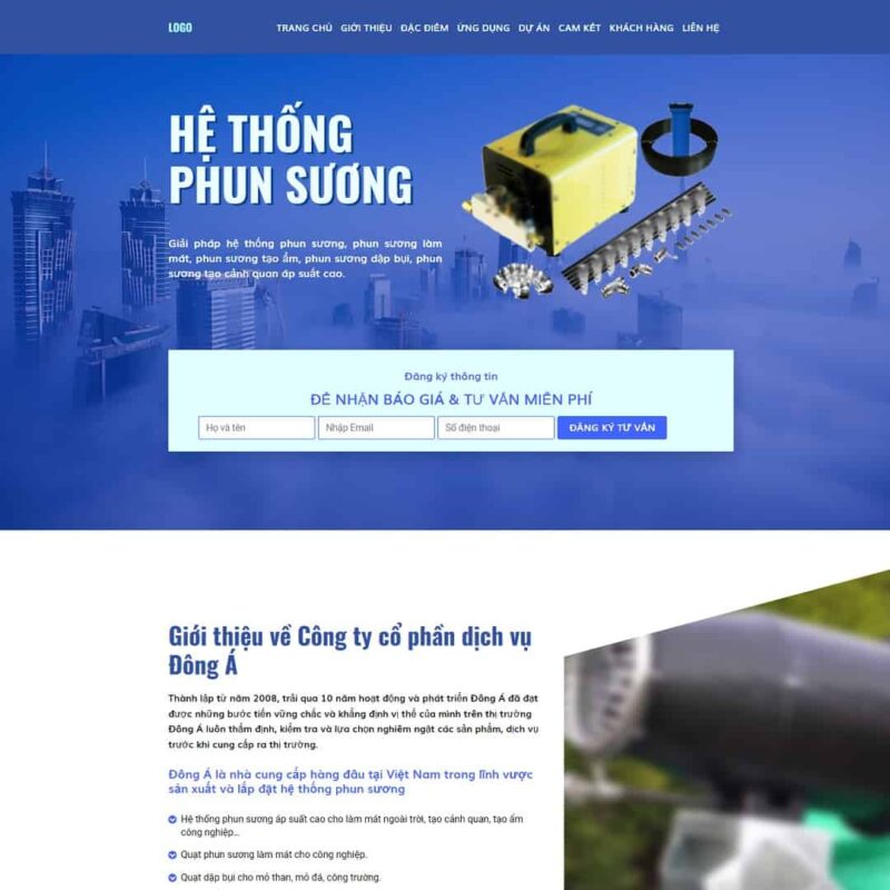 Theme WordPress landing page máy phun sương, Bonus, Landing Page, Landing page, Máy móc, Máy phun sương, Thiết bị