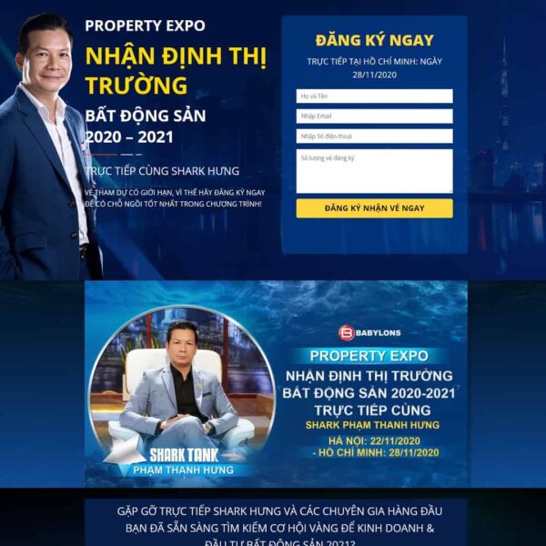 Theme WordPress Landing page tọa đàm shark Hưng, Bonus, Landing Page, Giáo dục, Hội thảo, Khóa học, Landing page, Tọa đàm