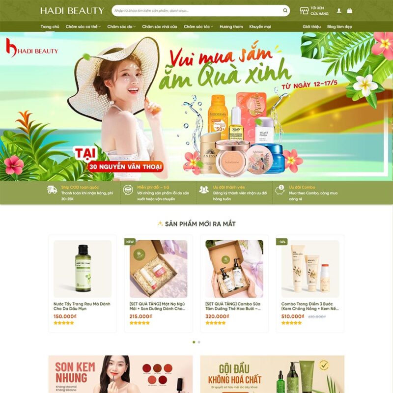 Theme WordPress mỹ phẩm 20, Làm đẹp, Cosmetic, Mỹ phẩm, Spa