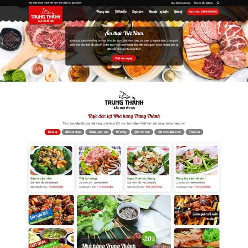 Theme WordPress nhà hàng, ăn uống, Thực phẩm, Nhà hàng