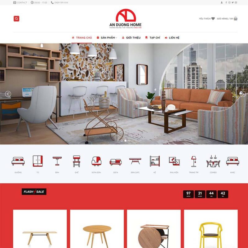 Theme WordPress nội thất 25, Bán hàng, Nội thất, Bàn ghế