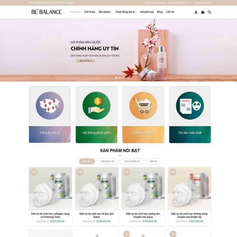 Theme WordPress Shop mỹ phẩm 01, Bán hàng, Làm đẹp, Mỹ phẩm, Thực phẩm chức năng