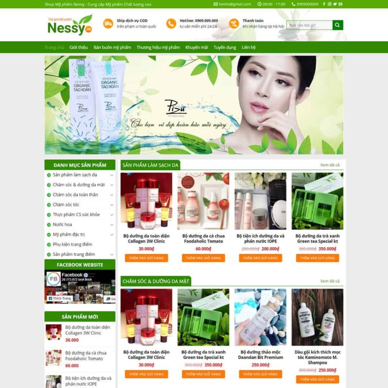 Theme WordPress Shop mỹ phẩm 02, Bán hàng, Làm đẹp, Mỹ phẩm, Thực phẩm chức năng