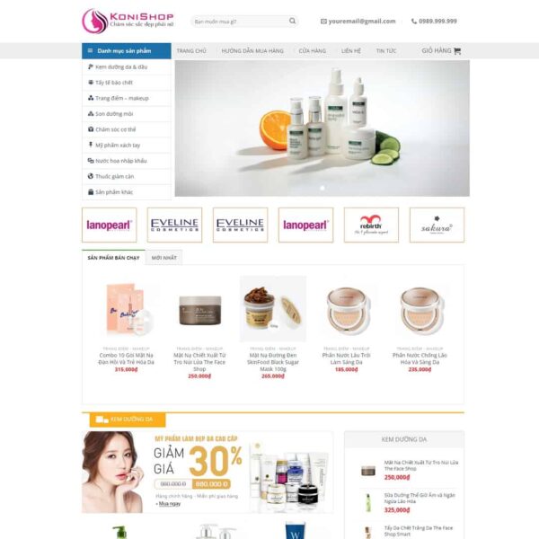 Theme WordPress Shop mỹ phẩm 08, Bán hàng, Làm đẹp, Mỹ phẩm, Spa