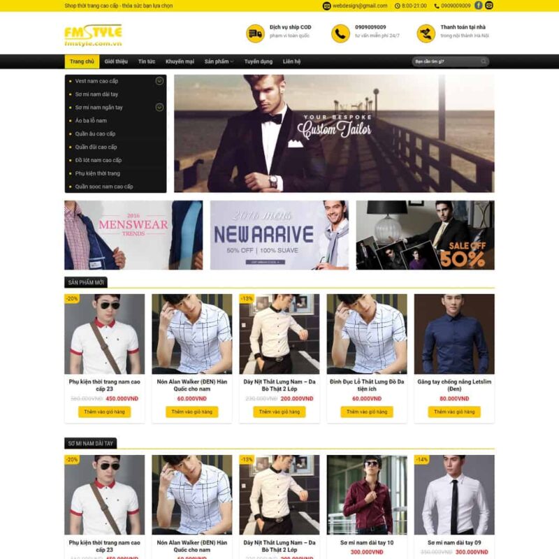 Theme WordPress shop thời trang nam, Bán hàng, Quần áo, Thời trang