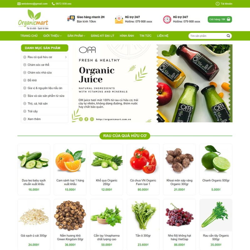 Theme WordPress shop thực phẩm sạch 26, Thực phẩm, organic, Rau củ quả, rau sạch