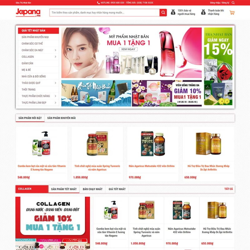 Theme WordPress siêu thị hàng nội địa Nhật, Bán hàng, đồ dùng, Siêu thị, Tạp hóa, Thực phẩm