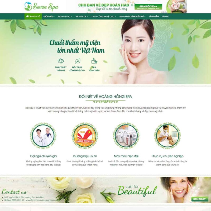 Theme WordPress Spa làm đẹp 03, Làm đẹp, Dịch vụ, Spa, Thẩm mỹ