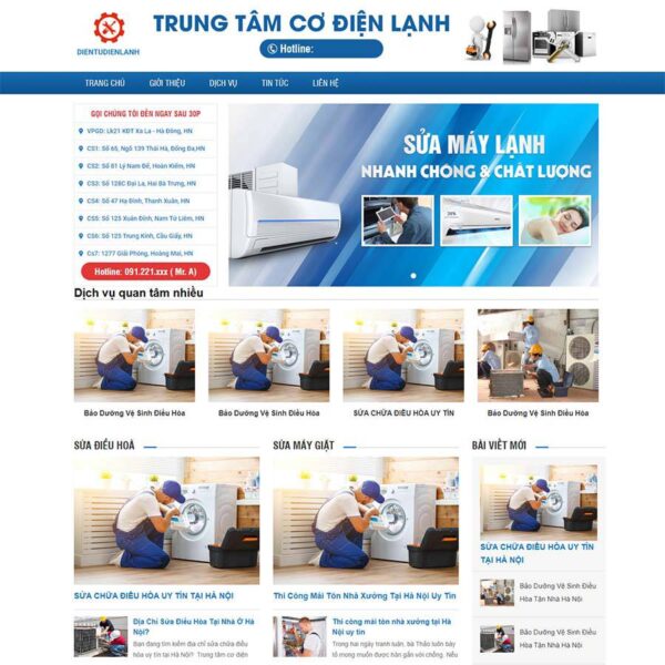 Theme wordpress sửa điện lạnh 02, Công ty, Sửa điện lạnh, Sửa điện nước