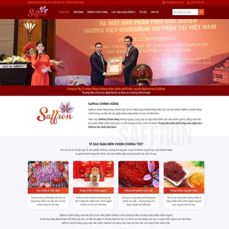 Theme WordPress thực phẩm chức năng 06, Bán hàng, Làm đẹp, Thực phẩm, Công ty, Saffron, Thực phẩm chức năng