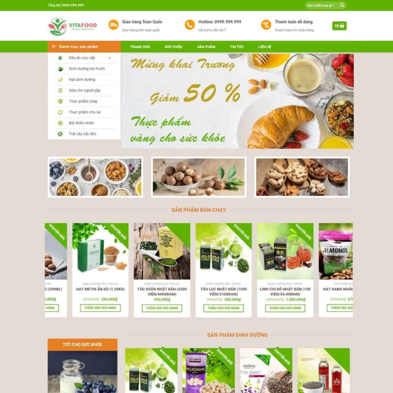 Theme WordPress thực phẩm chức năng 10, Bán hàng, Làm đẹp, Thực phẩm, Thực phẩm chức năng