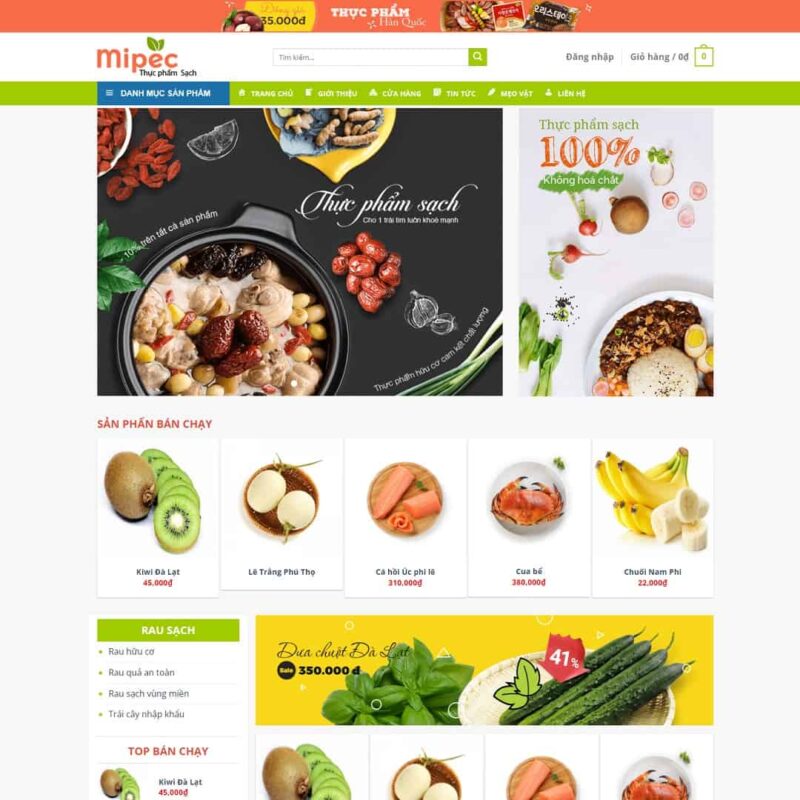 Theme WordPress thực phẩm, rau củ quả, Bán hàng, Thực phẩm, Nông sản, Rau củ quả
