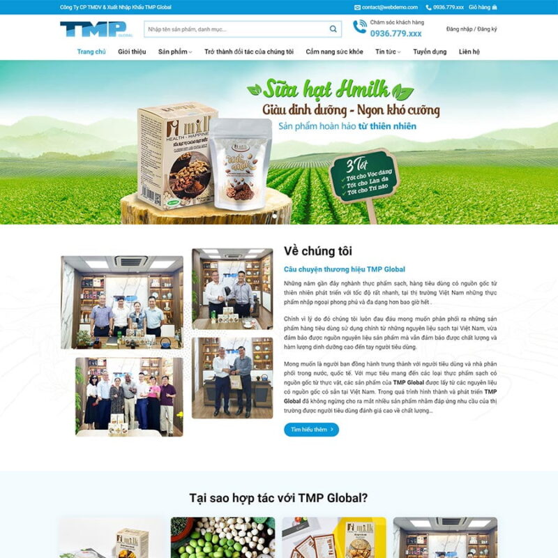 Theme WordPress thực phẩm sạch 02, Bán hàng, Thực phẩm, Nông sản, rau sạch, Sữa hạt