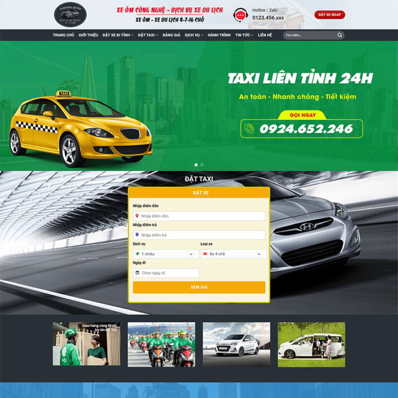 Theme WordPress thuê xe taxi có tính phí tự động, Công ty, taxi, Thuê xe, tính phí tự động