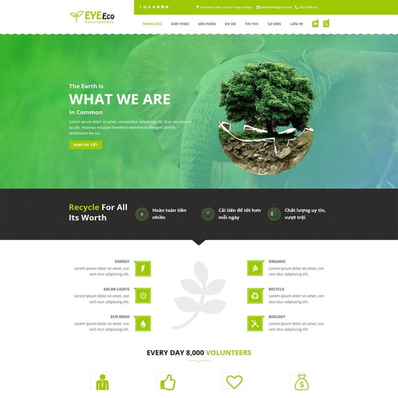 Theme WordPress tổ chức bảo vệ môi trường, Công ty, Môi trường xanh, Tổ chức