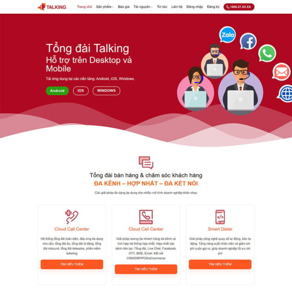 Theme WordPress tổng đài Call Center, Công ty, Call Center, Talking, tổng đài