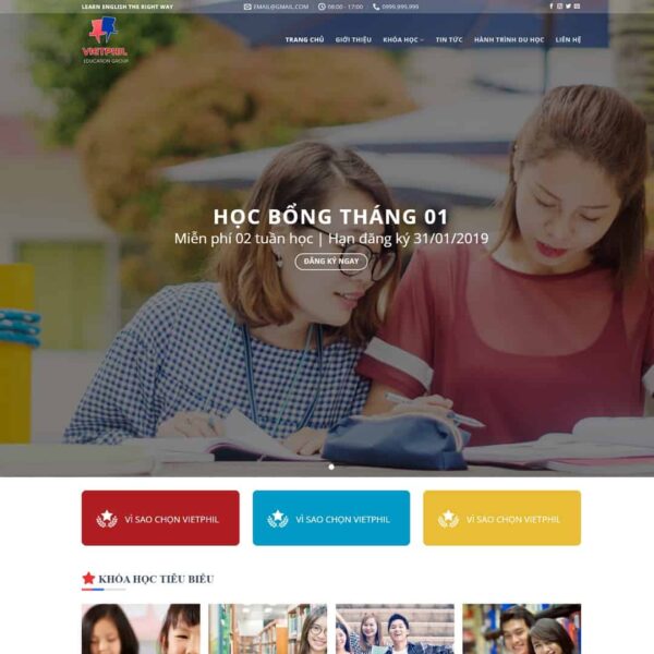 Theme WordPress trung tâm đào tạo anh ngữ, du học, Công ty, Giáo dục, Anh ngữ, Dịch vụ, Du học, Đào tạo