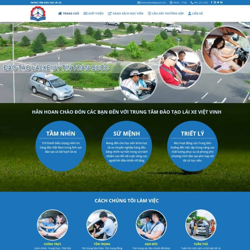 Theme WordPress trung tâm đào tạo lái xe, Công ty, Dạy lái xe