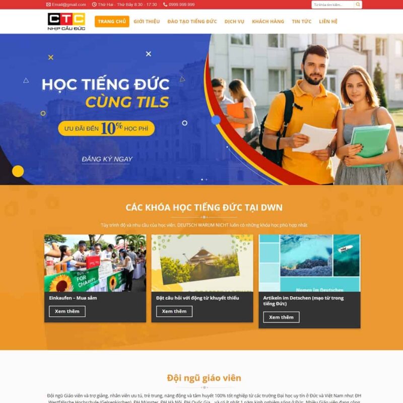 Theme WordPress trung tâm đào tạo tiếng Đức, Công ty, Giáo dục, Đào tạo, Tiếng Đức