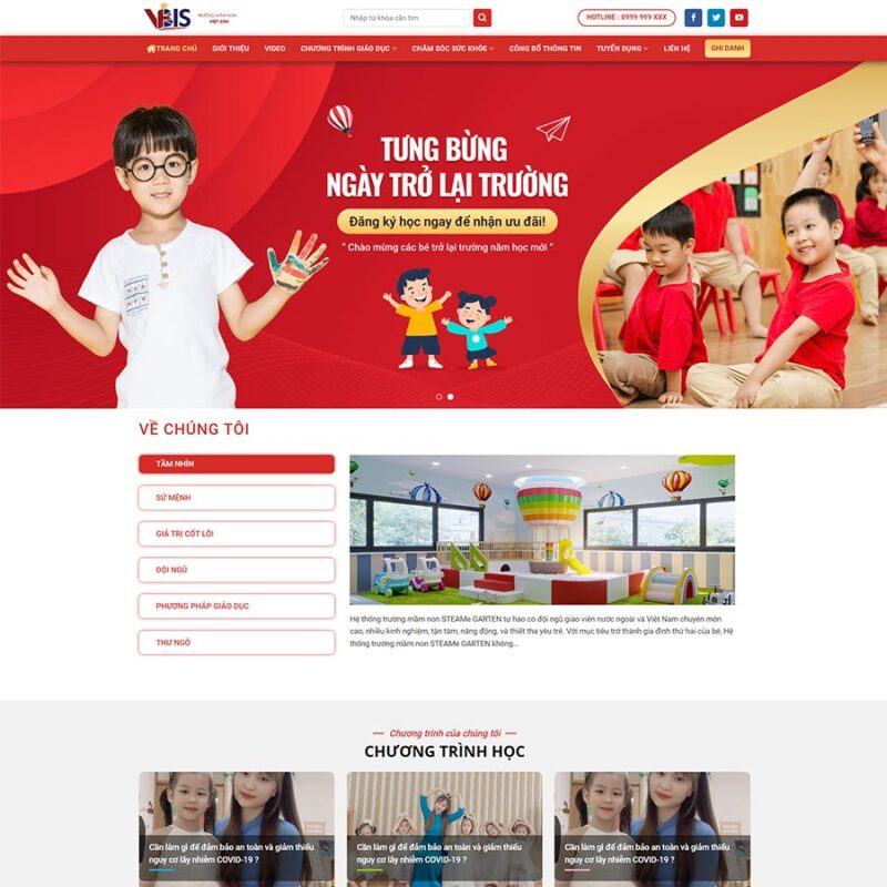 Theme WordPress trường mầm non 02, Giáo dục, Kid, Mầm non, Trường học