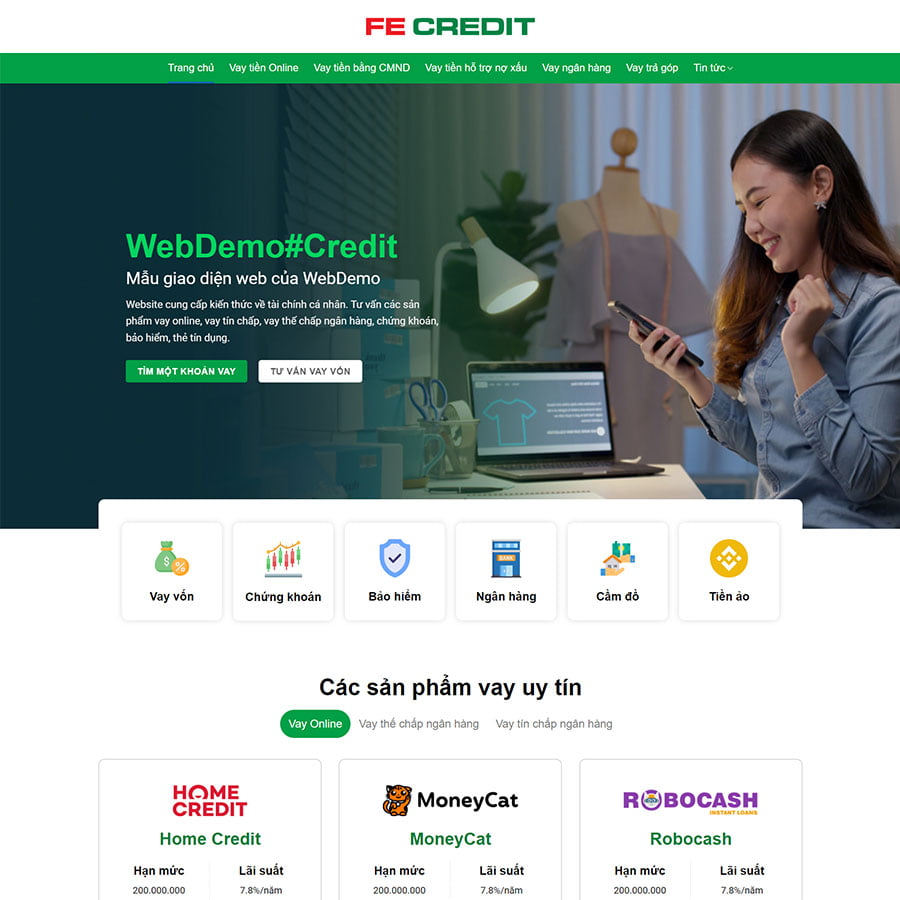 Theme WordPress vay vốn, tài chính 03
